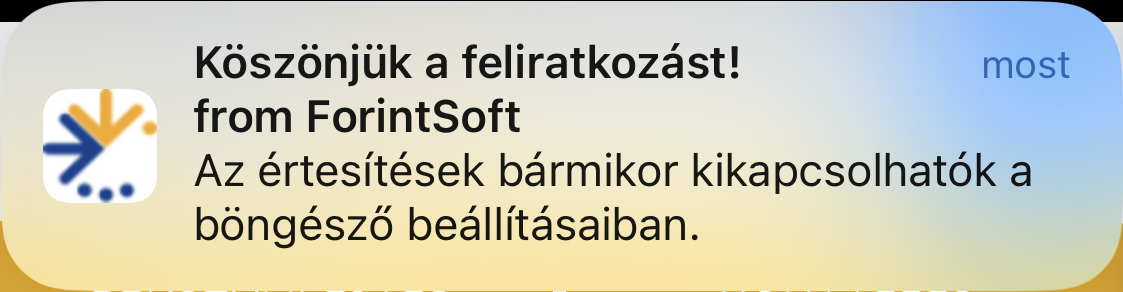 Sikeres feliratkozás